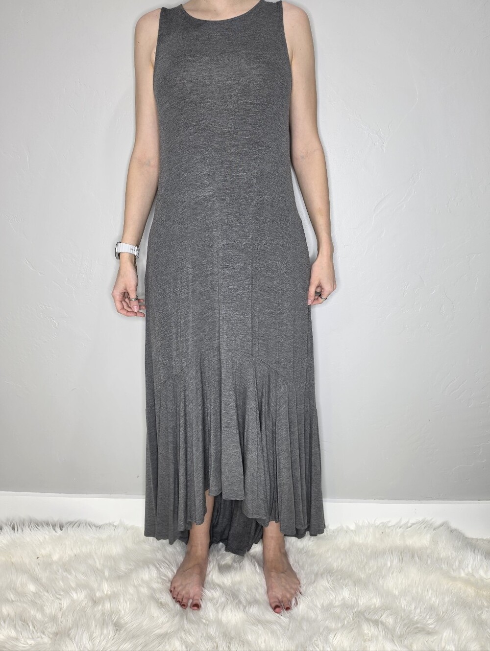 ModCloth Sleeveless Charcoal Gray Maxi Dress